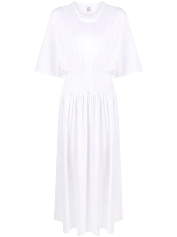 Outlet ✨ ( Positively Conscious ) Elasticated-waist Midi 👗 Dress By Totême 👏