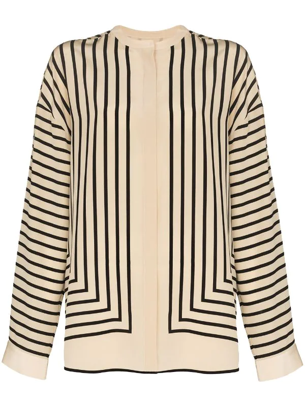 Best deal ❤️ ( New Season ) Striped Collarless 👚 Shirt By Totême 😉