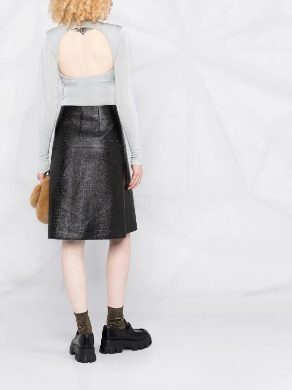 Promo 😍 ( New Season ) Crocodile-effect Wrap Leather 👗 Skirt By Totême 👍 4 Promo 😍 ( New Season ) Crocodile-effect Wrap Leather 👗 Skirt By Totême 👍 - Image 4