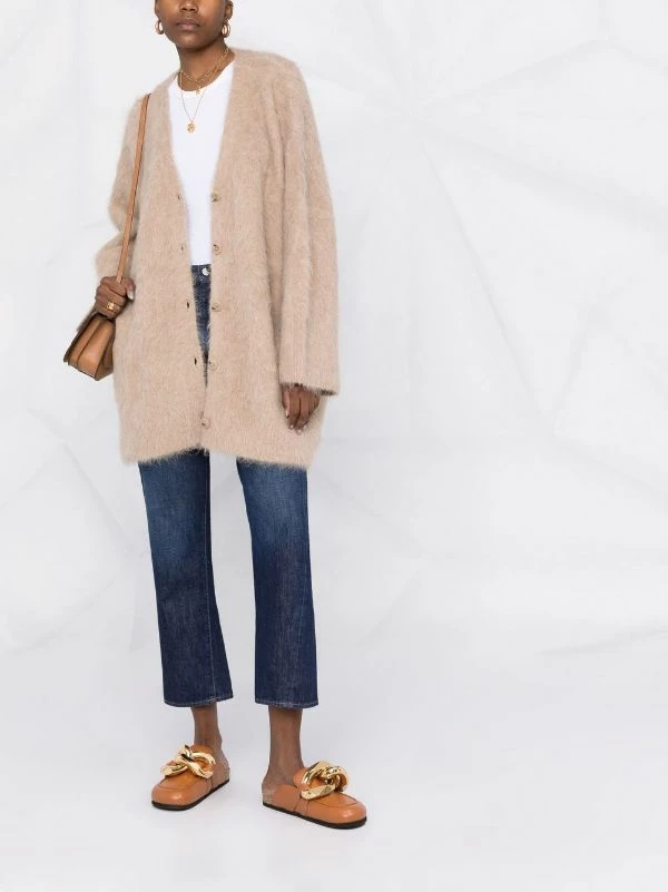 Best Sale ⭐ ( New Season ) Brushed-effect V-neck Cardigan By Totême ✨ 2 Best Sale ⭐ ( New Season ) Brushed-effect V-neck Cardigan By Totême ✨ - Image 2