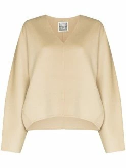 Best deal ✔️ ( New Season ) Oversized V-neck Jumper By Totême 🔥