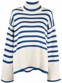 Promo 🌟 ( New Season ) Striped Funnel Neck Jumper By Totême 😉