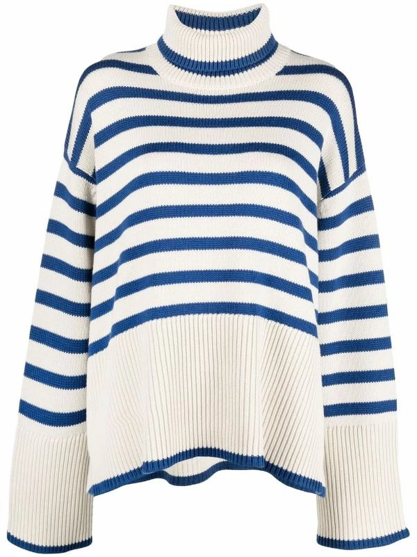 Promo 🌟 ( New Season ) Striped Funnel Neck Jumper By Totême 😉 1 Promo 🌟 ( New Season ) Striped Funnel Neck Jumper By Totême 😉