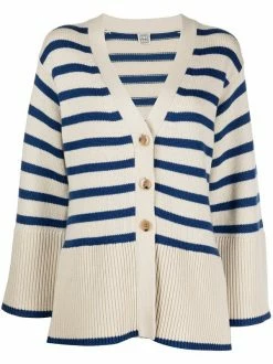 Brand new 🧨 ( New Season ) Striped Knitted Cardigan By Totême 🎉